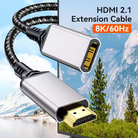HDMI 2.1 Male To Female Extension Cable For TV PC PS5 Xbox 8K 60HZ 4K 120HZ Extended Gender Nylon Co