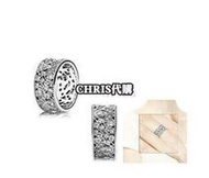 Chris 精品代購 Pandora 潘朵拉 寬版華麗鑲鑽葉子戒指 925純銀 Charms 美國正品代購