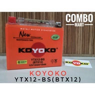 YTX12-BS YTX12 BTX12 KOYOKO BATTERY BATERI NANOGEL GEL VULCAN 600 650 900 ER6 OLD ZRX1200 ZXR 750