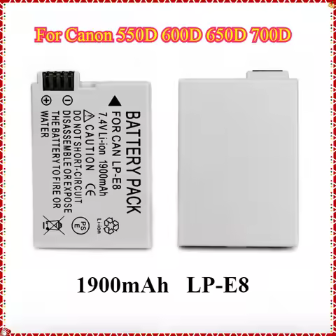 2pcs 1900mAh LP-E8 LPE8 Camera Battery for Canon 550D 600D 650D 700D Kiss X4 X5 X6i X7i Rebel T2i T3