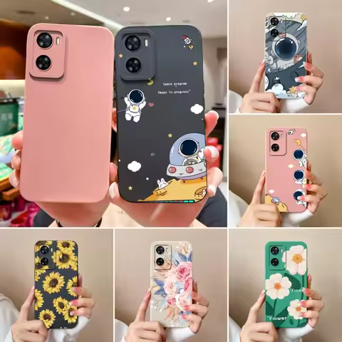 For Oppo A57 A57S A57E Case Floral Print Cover For Oppo A 57 Phone Bumper Original Liquid Silicone S