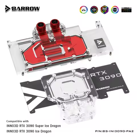 Barrow GPU Waterblock For Inno3D RTX 3090 ICHILL Full Cover PC Video Card Water Cooler Watercooling 