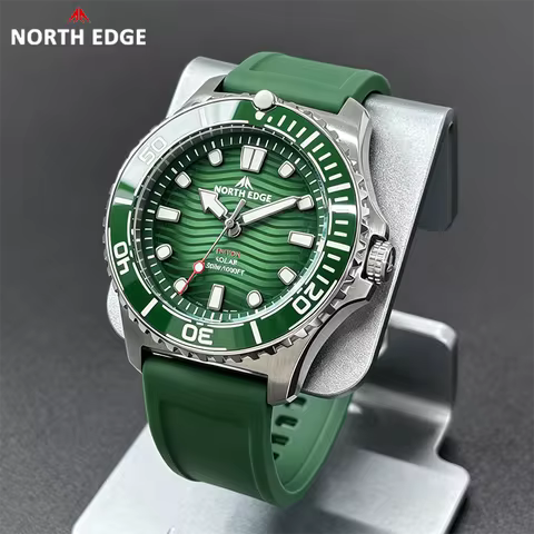 NORTH EDGE TRITON Solar Dive Watch Men Luxury Quartz 316L Stainless Steel 300M Waterproof Profession