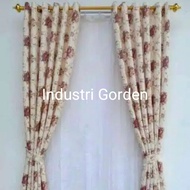 Gorden Jendela Pintu Shabby Blackout Import Motif Bunga Warna Coklat Tirai Korden Smokring Gordyn Ho