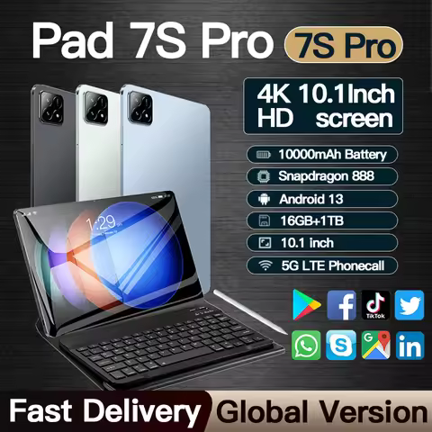 2025 NEW Original Pad 7S Pro Tablet 10.1inch Snapdragon 888 HD 4K Android 13 16GB+1TB 10000mAh 5G Du