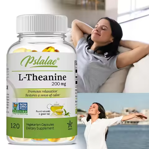 Natural L-Theanine Capsules 200 Mg, Stress Relief, Mood Supplement, for Overall Health, Vegetarian