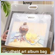 KRNY0MY File Folder, Waterproof Portable Painting Paper Storage Bag, Transparent A2/A3/A4 4K/8K/16K 