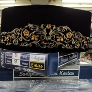 Peci Hitam 'Awing' Ac Motif Bordir Antique Emas Tinggi 9