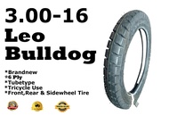 300-16 (3.00-16) LEO BULLDOG 6 PLY TUBETYPE LEO TIRE BRANDNEW