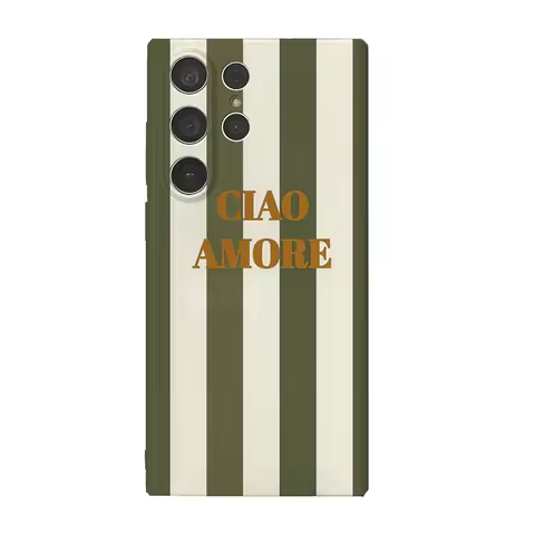 CIAO AMORE KAKI Phone Case for Samsung Galaxy S25 S24 S23 Ultra Plus A35 A55 Glossy HD Hard Cover Fi