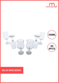 KIG Gelas Kaca Wine Besar Tinggi Set 6Pieces Polos Elegant Transparan Kedaung Glass