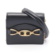 【二手】Celine CELINE單肩包 Maillon Mini Triomphe 黑色皮革 Maillon Triomphe 迷你鏈條錢包 女士二手 A