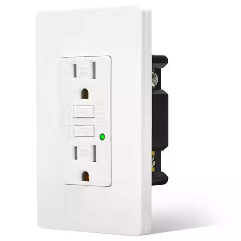 GFCI Outlet 15Amp Weather-Resistant White Wall Socket wtih LED Indicator Tamper Resistant Outlet for