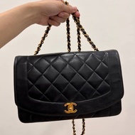 Chanel 香奈兒 Dianna Bag 25 黛妃包 戴妃包 羊皮 黑金 老香 vintage 斜背包 肩背包 側背包 手提