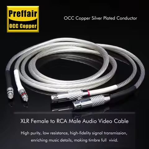 Pair 2RCA to 2XLR Audio Cable OCC sterling silver Plated XLR Cable 3pin xlr to rca For Amplifier Mix