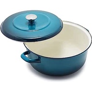 Merten & Storck German Enameled Iron, Round 5.3QT Dutch Oven Pot with Lid, Aegean Teal