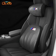 GTIOATO For BMW M Car Headrest Pillow Lumbar Pillow Leather Auto Pillow Head Rest Memory Foam Pillow