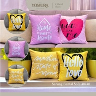 YOMURA Print Sofa Cushion Cover 40x40 45x45 Yellow Love Pink Motif Home Sweet Home