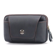 Mens Multi-Functional Casual Waterproof Leather Phone Bag for Construction Site Vertical Style Outdo