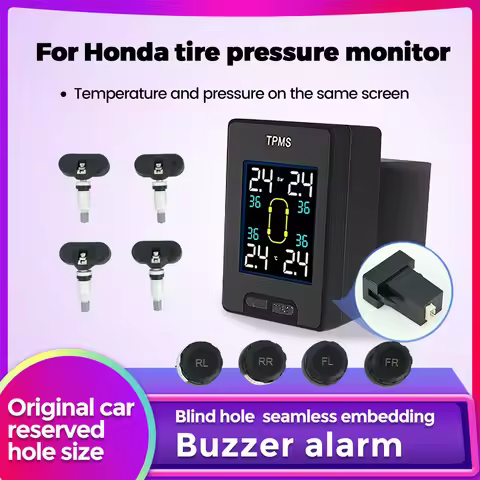 TPMS Tire Pressure Sensor with Temperature Buzzer Alarm 4PCS TPMS Sensors (Optional) For Honda Civic