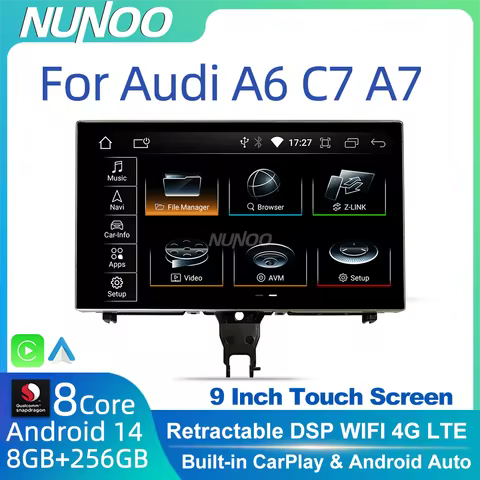 Qualcomm 256GB CarPlay For Audi A6 C7 A7 2012-2018 Android 14 Car Multimedia Player IPS Touch Screen