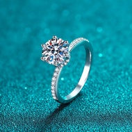 X-215 925 Sterling Silver Women's Ring, 2 Carat Moissanite (Including Certificate)/8mm Zircon