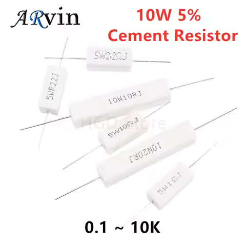 10pcs 10W 5% Cement Resistor Power Resistance 0.1 ~ 10K 0.1R 0.5R 10R 50R 0.22 0.33 0.5 1 2 5 8 10 1