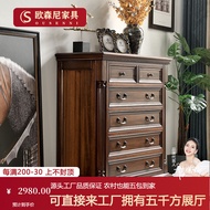 Contact seller】】American Chest of Drawers Chest of Six Drawers Solid Wood Chest of Drawers American 