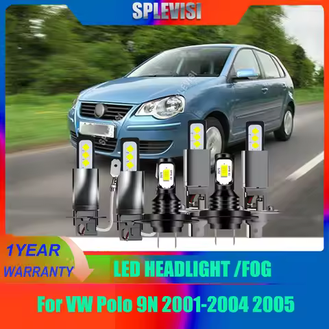 12-24V LED Car Headlamp Headlight Hi Low Beam Foglight h1 H7 H3 White 6000K For VW Volkswagen Polo 9