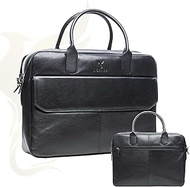 Düsseldorf Business Bag Genuine Leather - Black | Laptop Bag up to 16 Inches, 44 x 33 x 10 cm | 2 Ma
