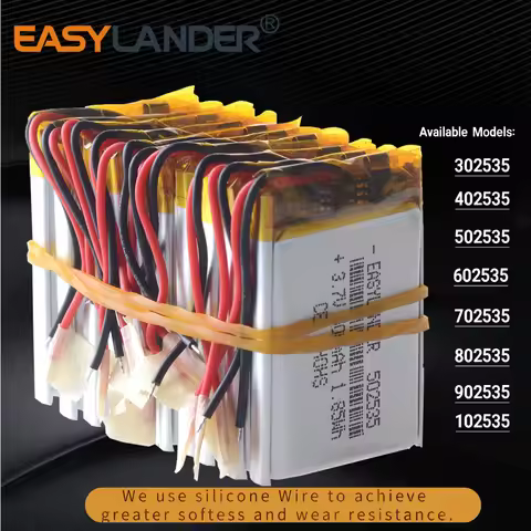 10pcs/Lot Silicone Wires 3.7V 500mAh 502535 li Polymer Li-ion Battery 302535 402535 602535 702535 80