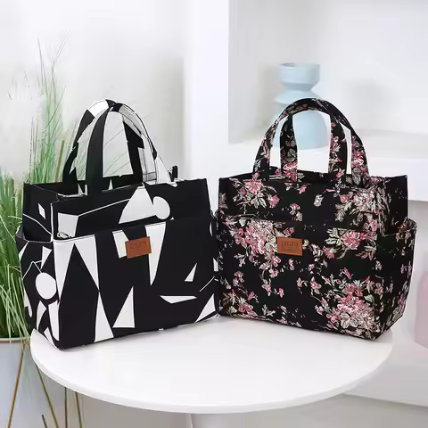New Large Capacity Thickened Cloth Art Handbag Minimalist Work Lunch Box Storage Bag Suitable for Sh