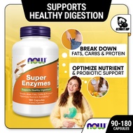 Now Foods, Super Enzymes, Digestive Enzyme, Probiotics, Carb, Protein, Gelatin, 90-180 Caps