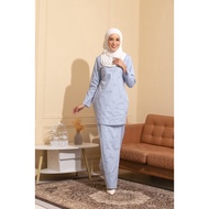 Kurung Cotton Sulam Star Ash Blue