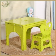 Foldable dining table and chair foldable plastic folding table portable learning baby drawing kindergarten backrest table and chair