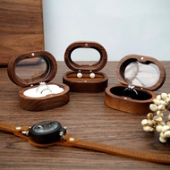 Wooden Engagement Ring Box 2 Slots Earrings Case Portable Jewelry Holder Ring Display Holder Case fo