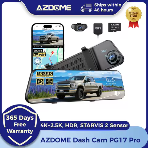 AZDOME PG17 Pro 4K+2.5K Rearview Dash Cam 12" Touch Screen HDR Rear View Mirror Camera w/ STARVIS 2 