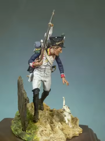 New Unassembled 1/ 32 54mm Napoleon Era Infantry slodier with dog 54mm Resin Kit DIY Toys Unpainted 