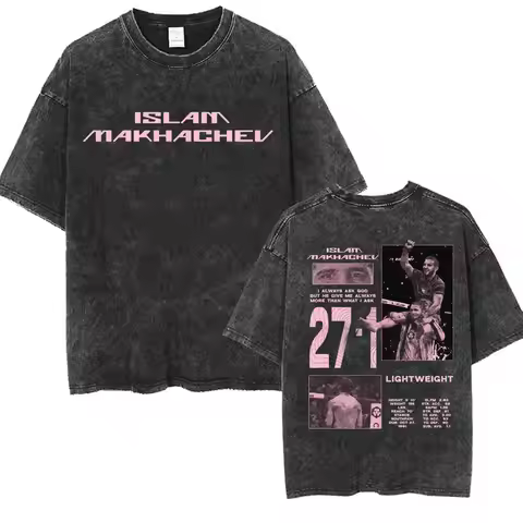 Limited Islam Makhachev Washed Vintage T Shirt Men's Clothes Fashion Gothic Classic T Shirts Summer 