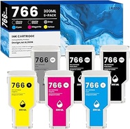 766 Ink Cartridge 300ML 6-Pack 766 High Yield Ink Replacement for HP 766 3ED57A P2V89A P2V90A P2V91A