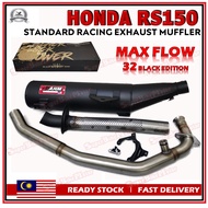 HONDA RS150 - AHM EXHAUST 32MM Standard RACING Exhaust Muffler - Black Edition [Max Flow]