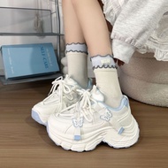 Blue Butterfly Dad Shoes for Women Summer Fashion Lightweight Versatile Shoes for Women Thick Sole S