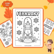 Set of 16/10 coloring pages, coloring pages for children with February theme, A4, A5 paper 160gsm th