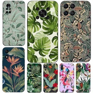 Case For Huawei y6 y7 2018 Honor 8A 8S Prime play 3e Phone Cover Soft Silicon Green leaf flowers