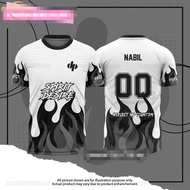 Men's Football T Shirt Flame Design Baju Bola Futsal Jersi Custom Name and Number Sublimation Select Jersi Viral Malaysia Lelaki Kanak Kanak Soccer Jersi Futsal Plus Size Baju Raya