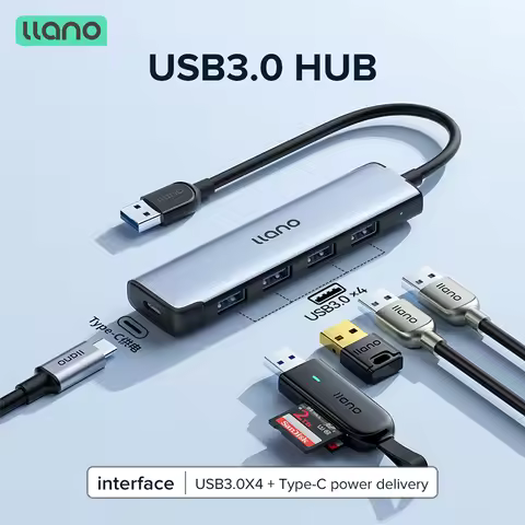 Llano USB 3.0 4 Port Hub For Printer Mouse Keyboard HD Flash Drive USB C With 4 Port USB 3.0 Hub