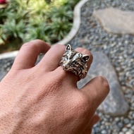 Cincin Kepala Serigala / Cincin Kepala Anjing / Dog Wolf Head Animal Ring Vintage Odinfor Scandinavi
