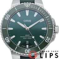 二手 Oris Aquis Date 41.5mm 綠色腕錶，型號 Aquis Date 01 733 7787 4157-07 4 22 37FC，附原廠錶盒和保固卡，不鏽鋼/橡膠錶帶，男士腕錶，綠