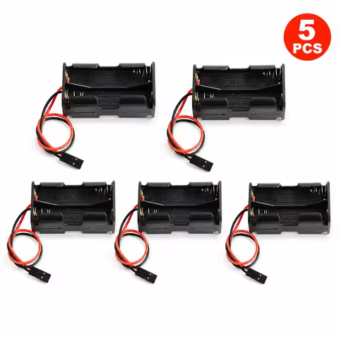 5Pcs 4-Cell AA Battery Holder Case Double Layer With 2Pin JR Connector For RC Servo Tester 6V Output