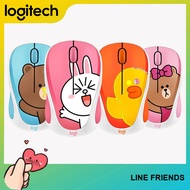 [Ready to Ship] Original Logitech LINE FRIENDS Wireless Ergonomic Optical Mouse Office Mouse Mini Mice For PC Laptop Computer Brown Bear One